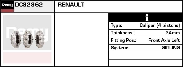 DELCO REMY Тормозной суппорт DC82865